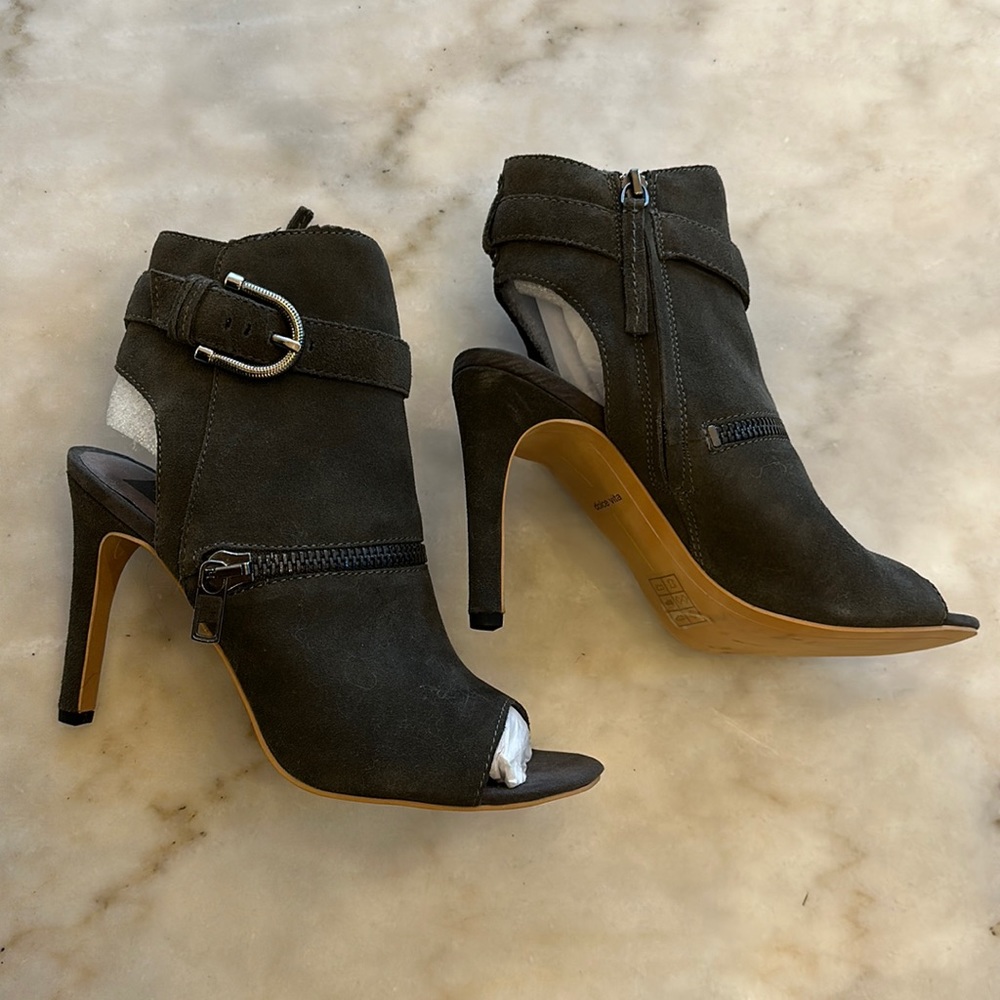 Dolce Vita Open Toe High Heel Grey Suede Bootie